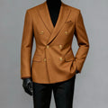Camel Crown Double‑Breasted Blazer