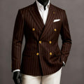 Brown Pinstripes Double Breasted Blazer