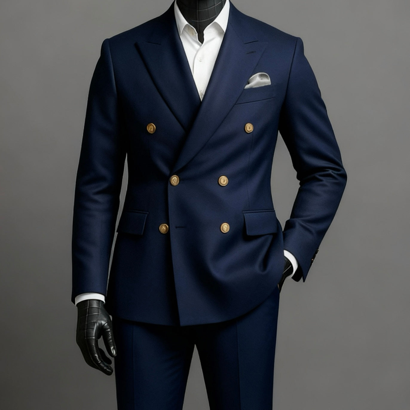 Navy Blue Double Breasted Suit
