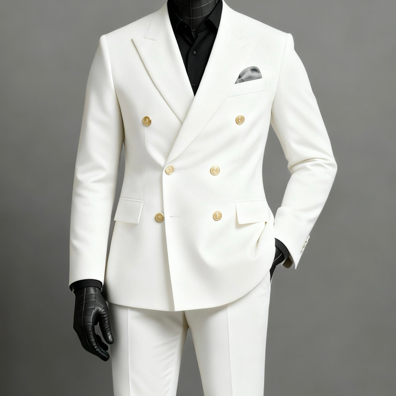 White Double Breasted Suit
