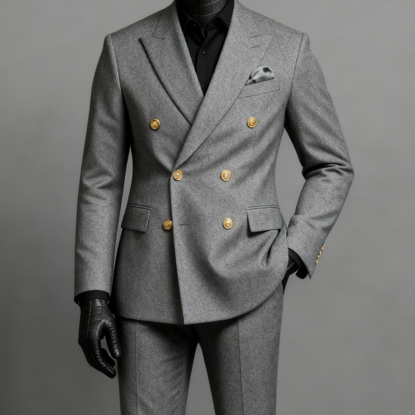 Gray Double Breasted Suit