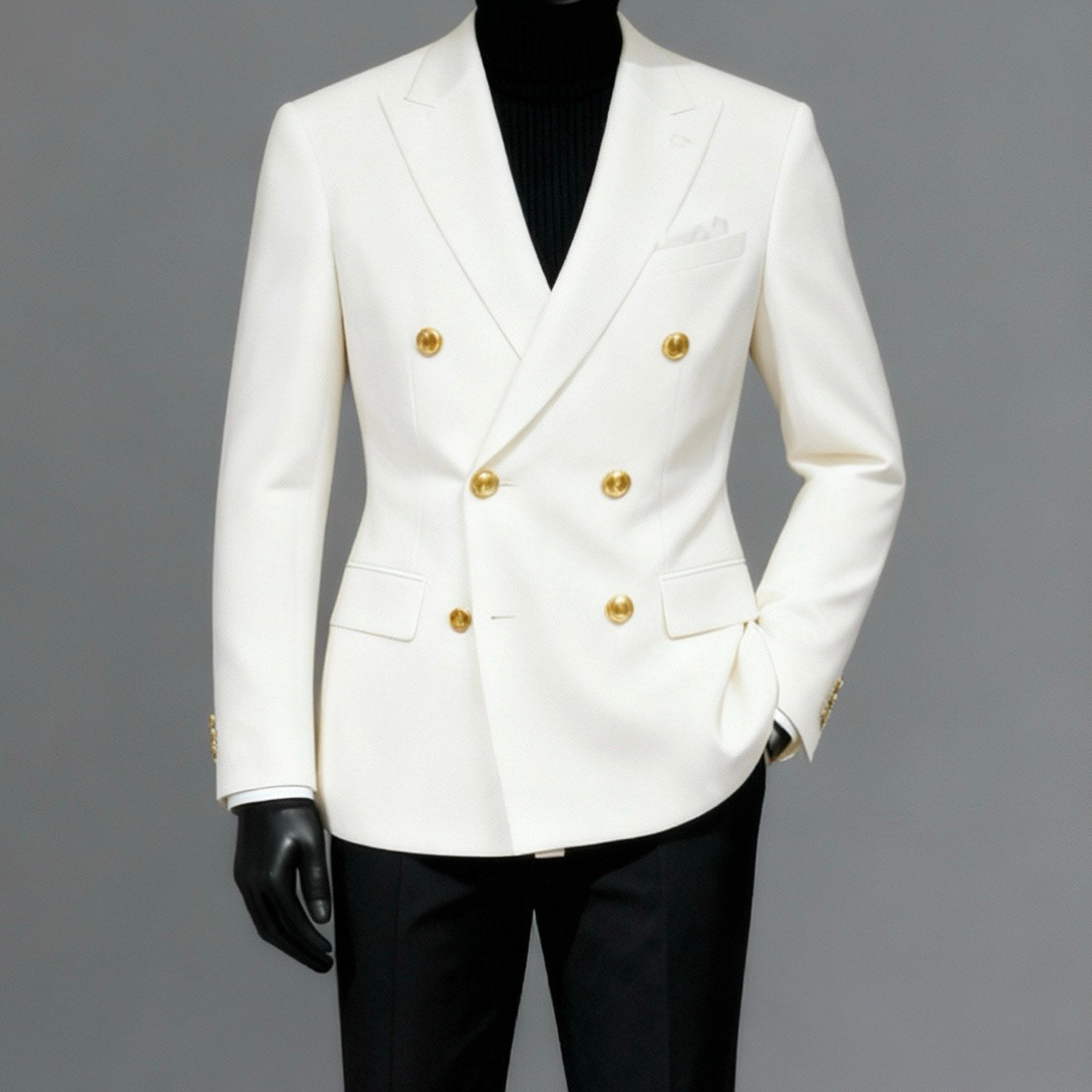 Luxe White Double‑Breasted Blazer