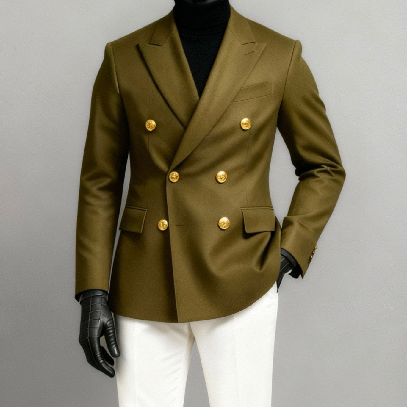 Olive Vanguard Double‑Breasted Blazer