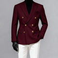 Regal Crimson Double‑Breasted Blazer