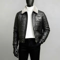 Black Leather Fur-Collar Jacket
